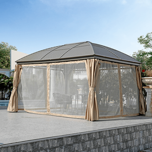 Gazebo en aluminium avec rideau et moustiquaire