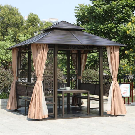 Gazebo en acier 300*300CM avec siège et table